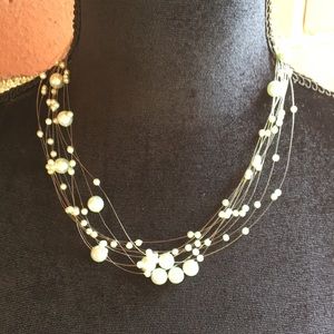 Vintage Delicate Floating Pearl Choker Necklace.